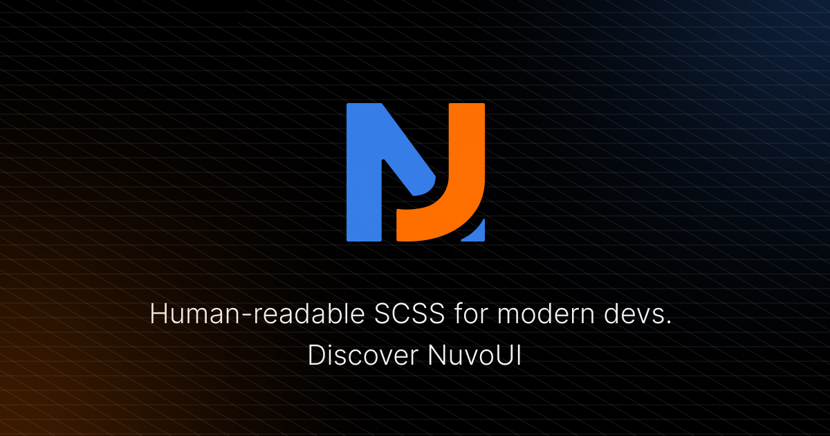 NuvoUI logo with the tagline Human-readable SCSS for modern devs